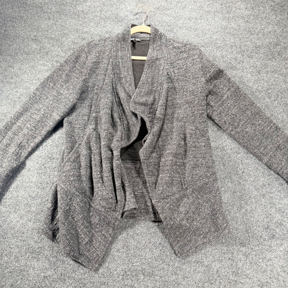 Eileen Fisher Cardigan Sweater Draped Open Front Italian Fabric M‎ Grey Womens